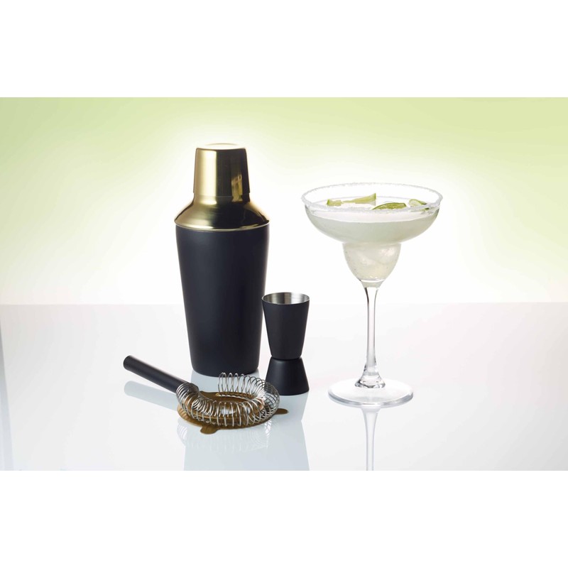 BarCraft Luxury Cocktail Making Kit, Black/Gold, 3-Piece Gift Set, 10