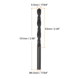 sourcing map 10pcs Jobber Drill Bits 6.5mm (17/64") Nitride Coated High Speed Steel (HSS) 4241 Twist Drill Bits for Stainless Steel Copper Aluminum Alloy Metal Wood Plastic, Black