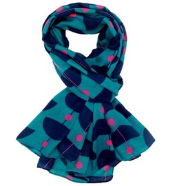 Purple Possum® Blue Scarf Ladies Abstract Retro Style Shapes Teal Wrap Navy Pink Spotted Lightweight Shawl