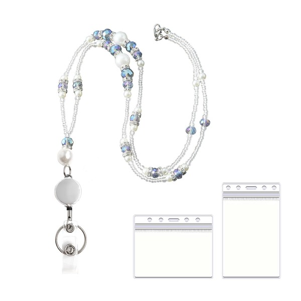 Lanyards for ID Badges and Keys,Beaded Retractable Lanyard for Women,Teacher