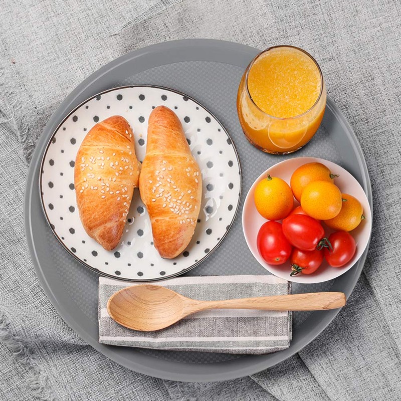 Rinboat 12 Pcs Round Restaurant Serving Trays, Food Meals Server