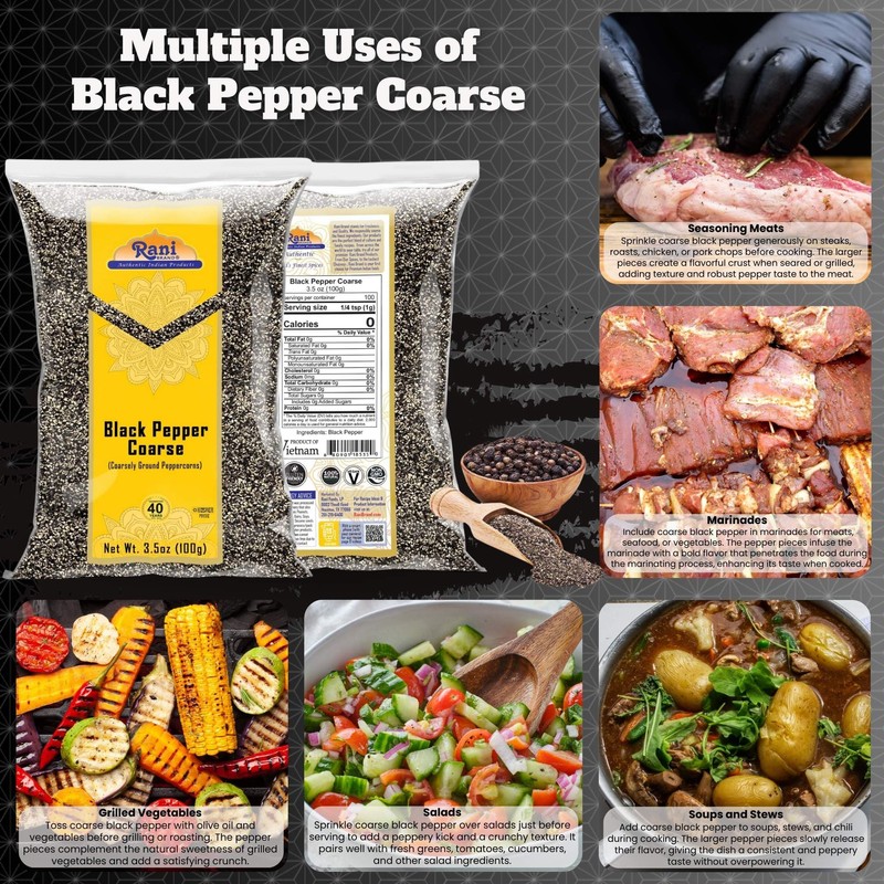 Rani Black Pepper Coarse Ground 28 Mesh (Table Grind) 3.5oz