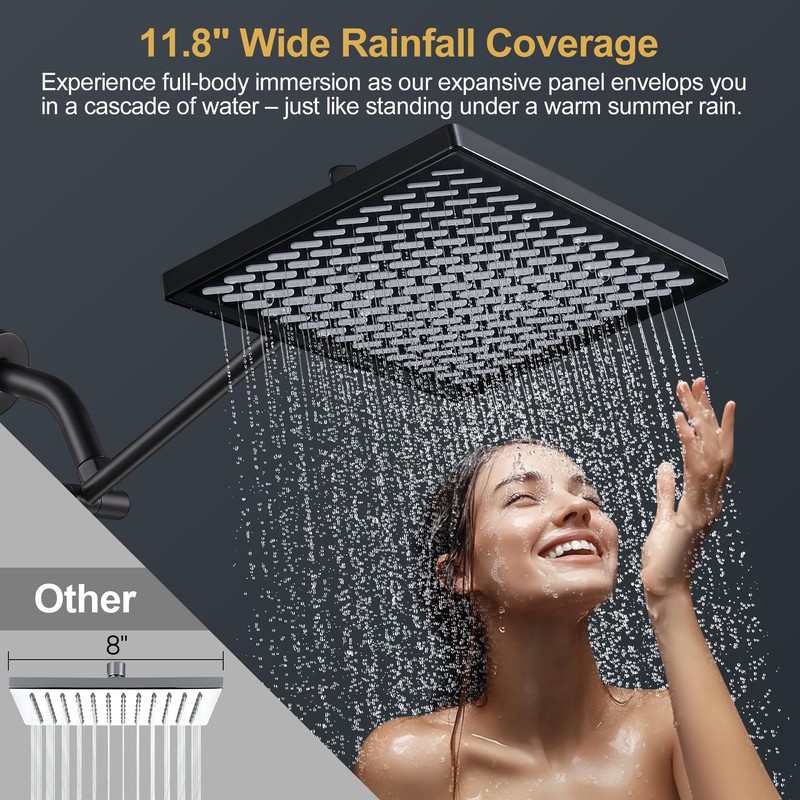 Cobbe Rainfall Shower Head for Bathroom, 11.8 Inch Large Rectangular