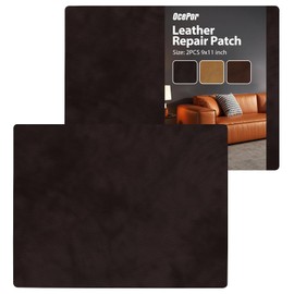 OcePor Self Adhesive Leather Repair Patch, 9 x11 inch Leather Repair Tape 2 PCS, Leather Patches for Furniture, Vinyl Leather Repair Kit for Couches, Boat Seats, Furniture, Cars(Dark Brown 2.0)