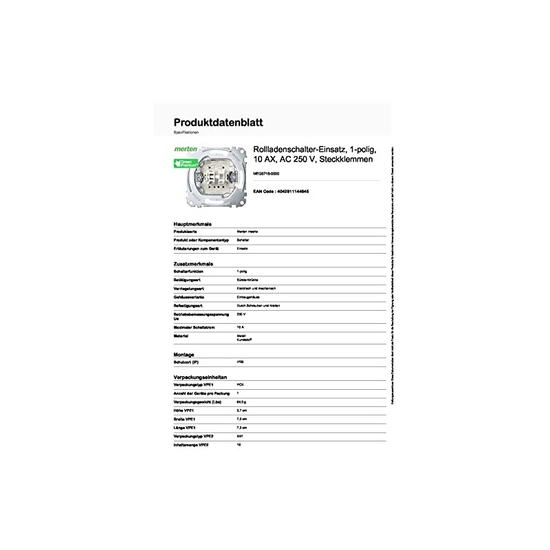 Merten MEG3715-0000 Roller Blind Shutter Switch