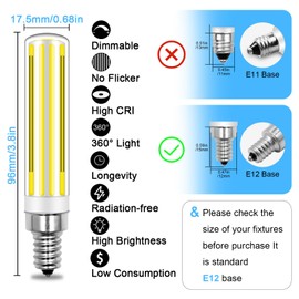 LFLAMPON Dimmable E12 LED Bulb 100W 120W 150W Halogen Bulbs Equivalent,COB E12 LED Candelabra Bulb 10W 1300LM 120V, Cool White 6000K for for Ceiling Fans, Pack of 1