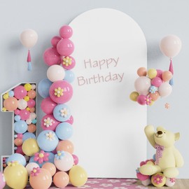 Fomcet 6.6FT Wedding Arch Cover White Spandex Fitted Fabric Arch Backdrop Cover Round Top Chiara Backdrop Covers for Birthday Party Baby Shower Wedding Ceremony Decoration