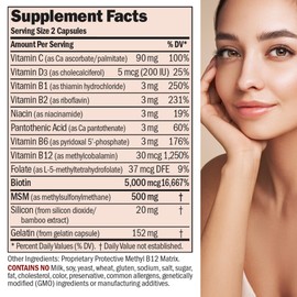 ANDREW LESSMAN Healthy Hair, Skin and Nails 60 Capsules - 5000 mcg High Bioactivity Biotin, B-Complex. Promotes Beautiful Skin, Strong Nails. No Additives Hair Growth Vitamins Biotin Supplement