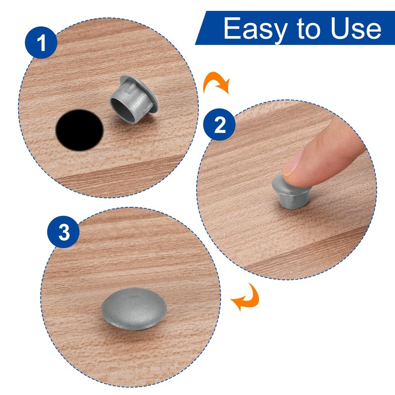 sourcing map 150Pcs Screw Hole Plugs, 10mm(3/8") Dia Plastic Round