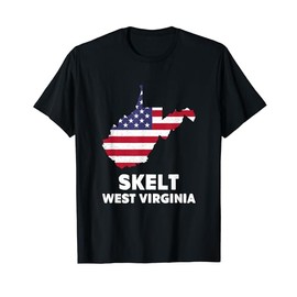 Distressed Patriotic USA Flag Skelt, West Virginia T-Shirt
