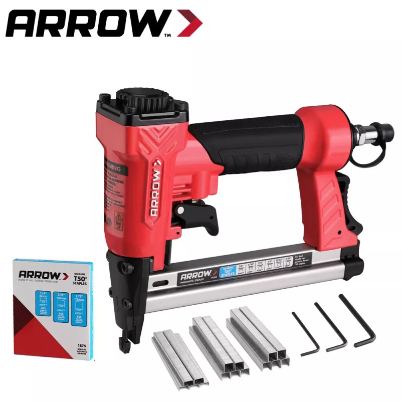 Arrow Pneumatic Staple Gun Oil-Free Upholstery Stapler with 3750 Pieces