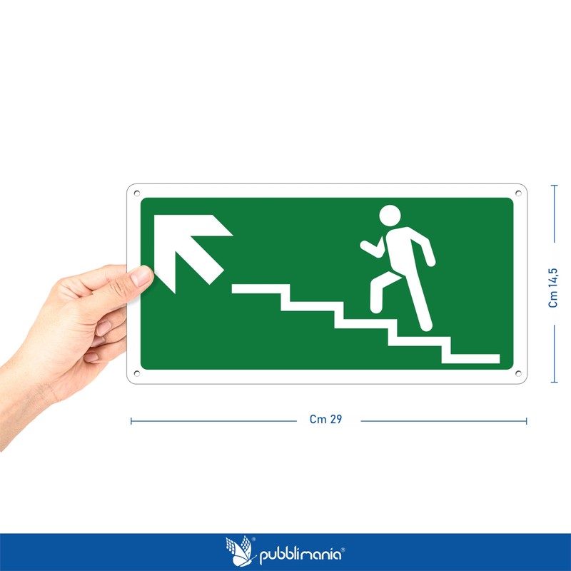 Pubblimania Staircase Ascent Left Emergency Exit | Aluminium Composite Sign