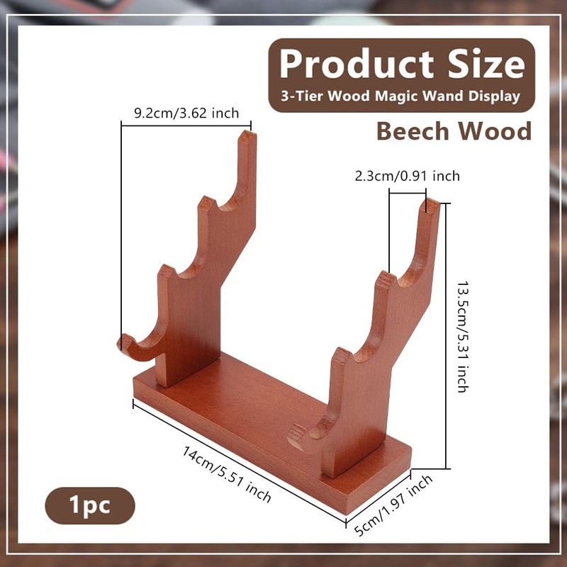 OLYCRAFT 3 Tiers Brown Wand Display Risers 14x5x13.5cm Wizard Wand