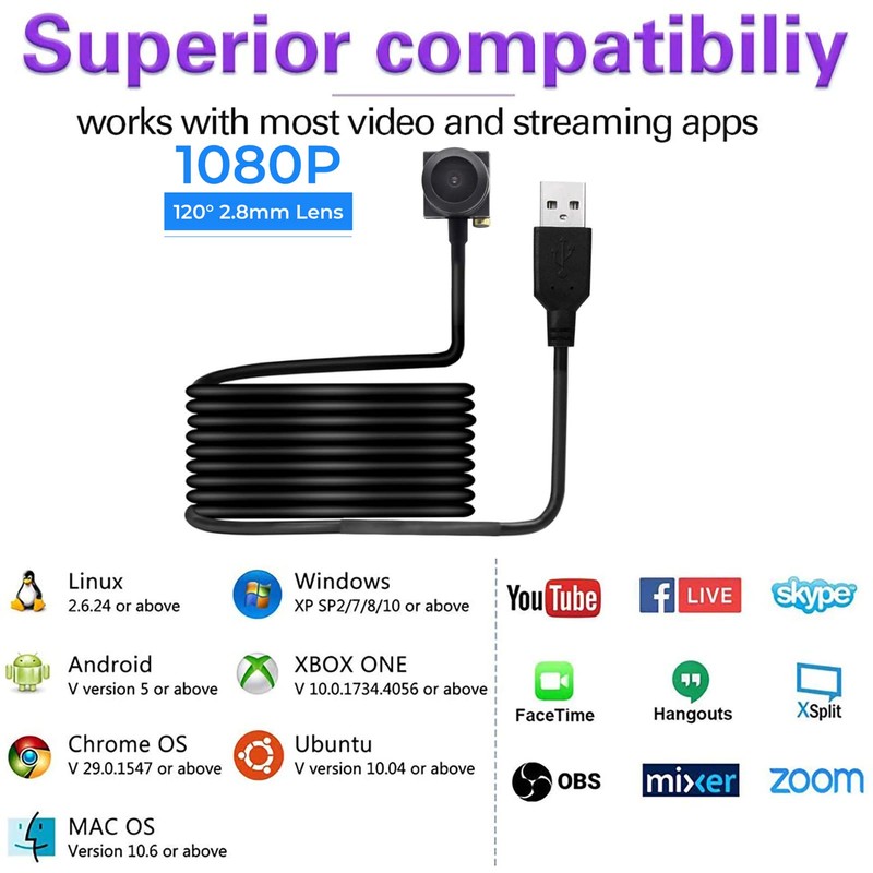 PEGATISAN Webcam HD 1080P Eye Contact Camera with Microphone 120