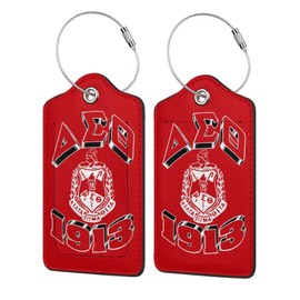 2 Pack Luggage Tags Sorority Paraphernalia 1913 Sorority Gifts for Women Pu Leather Baggage Tag Privacy Cover ID Label with Stainless Steel Loop Suitcase Travel Bag Labels
