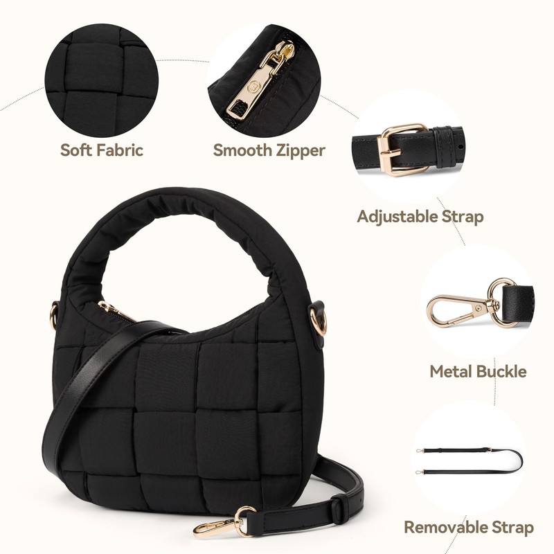 BOSTANTEN Puffer Crossbody Bags for Women Woven Small Shoulder Purse