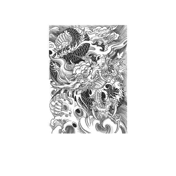 kobench Semi Permanent Tattoos,Soaring Dragon Eyes Gazing - K53 Design,Waterproof,Easy-to-Apply,Long