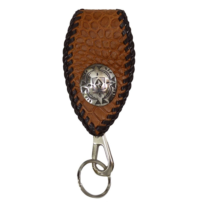 voodoocats Key Chain, Belt Loop, Crocodile Leather, Genuine Leather, Matte