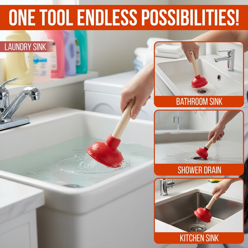 Harrier Hardware Small Sink Plunger, 10.5-Inch, 4-Inch Mouth, 9-Inch Handle,