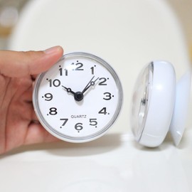 Verve Jelly Shower Clock Mini Wall Clock with Suction Cup, Waterproof Clock for for Garden Shower Washroom Kitchen, White, 2.8 * 2.8 * 1.7in
