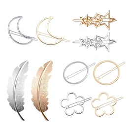 10 Stück Metall Haarspangen, Niedliche Haarspangen, für Hochzeit Party Mädchen Geschenk, Gold und Silber