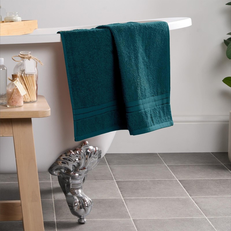 Brentfords Bathroom Towels Teal Green, Ultra Soft Feel Hand Towels