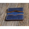 Brown and Blue Leather ID Card Holder Wallet Durable Storage