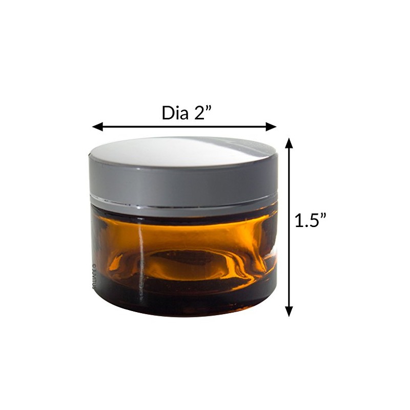 Amber Glass Heavy Thick Wall Balm Jars with Silver Matte