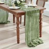 DROMCOM 90 x 300 cm Sage Green Cheesecloth Table Runner