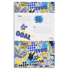 iscream + Corey Paige Designs Pack de 8 tarjetas plegables listas para enviar notas - Jugar al hockey