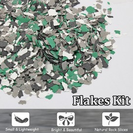 Biaungdo 360G/0.79Lb Decorative Blend Color Chips,Epoxy Flakes Blend Paint Flakes Concrete Floor Coatings Decorative Chips for Garage Floor Paint Interior Exterior Walls(Green/Black/Gray/White)