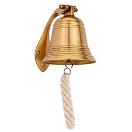 NKlaus 11576 Ship Bell Antique Brass with Holder Ribbon 10 cm Nautical Bell