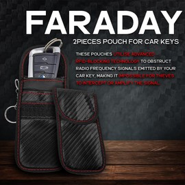 ZYBUX - 2 x Faraday Pouch for car Keys, Car Key Signal Blocking Pouch, Keyless Entry Car Keys Case, RFID Blocker Bag for Car Security, Anti-Theft Remote Entry Keyless Protect