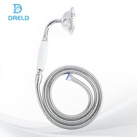 DRELD 2 Pieces Retro Shower Set, 1 x Stainless Steel Hand Shower with 1 x 1.5 m Hose, Nostalgia Gold Shower Set, Stainless Steel Retro Shower Head Hand Shower Set (Silver)