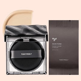 Tony Moly Skin Tone Fixing Cover Cushion Foundation Original 13g + Refill Set, Beige, 1 Piece / 토니모리 스킨톤 픽싱 커버 쿠션 파운데이션 본품 13g + 리필 세트, 베이지, 1개