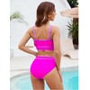 Lowock Women's High Waisted Bikini Set Two Piece Swimsuits Color