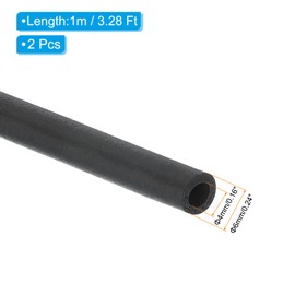 PATIKIL 4mm ID x 6mm OD x 1m Long Pipe Insulation Foam Tube, 2pcs Pipe Cover Wrap Roll EPDM Bar Tubing for Handle Grip HVAC Air Conditioner Units, Black