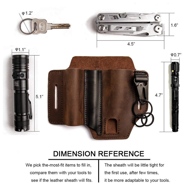 Gentlestache Multitool Sheath for Belt, Leatherman Sheath for Men, Leather