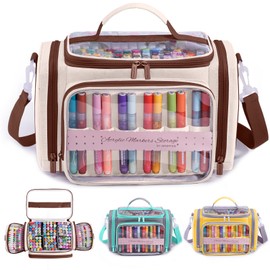 APOFFICE Marker Storage Organizer Case for 180–300 Markers – Large Marker Holder with Divider, Travel Carrying Case for Alcohol Markers, Pens, Colored Pencils, and Stationery – Portable Art Supply Bag