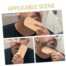 Healeved 1pc Men's Wooden Handle Bristle Beard Brush Grooming Tool for Mustache Beard Care Portable Beard Oil Brush