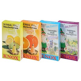 Knox Incense Cones, Set of 4, Assorted Varieties, Made in Germany
