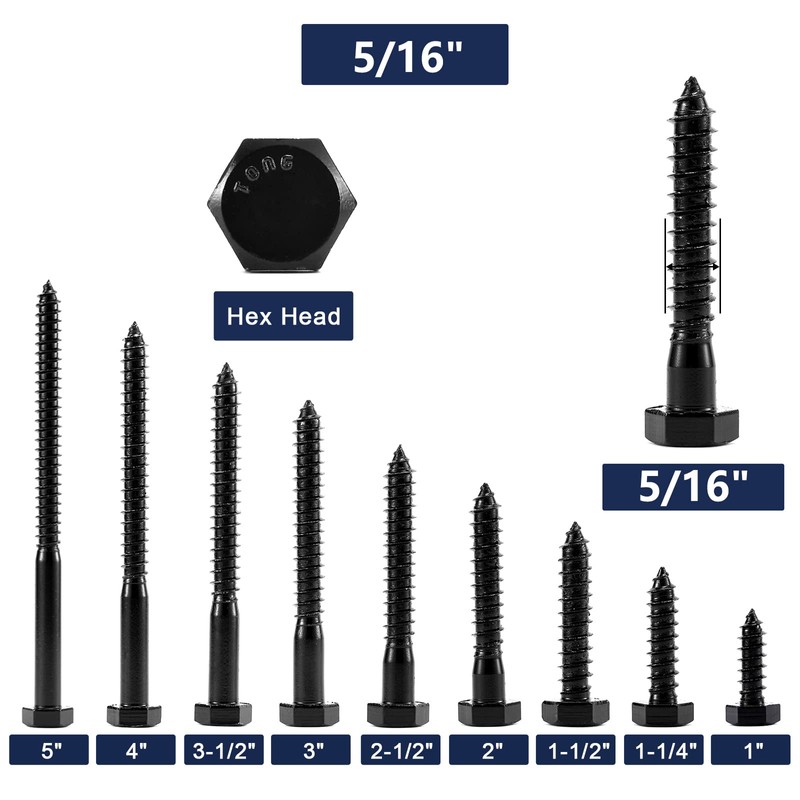 5/16" x 4" Hex Head Lag Screws Bolts 10Pcs 304