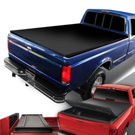 DNA Motoring TTC-RU-003 Pickup Truck Bed Soft Roll-Up Tonneau Cover Compatible with 75-96 Ford F-150 6.5Ft Fleetside / Stylesid Bed