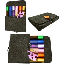 YRONTY Small Felt Essential Oil Travel Cases, Portable Essential Oil Carrying Cases Organizer Holds 6 Bottles 5ML/10ML Oils Or Holds 4 Bottles 15ML Oils (Black), JYB001