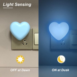 INZU Cute Night Light, Heart Night Light for Kids, LED Nightlight with Auto Dusk to Dawn Sensor, Nightlight Plug into Wall with Soft Warm Light for Bedroom, Nursery, Bathroom, Hallway (Blue)