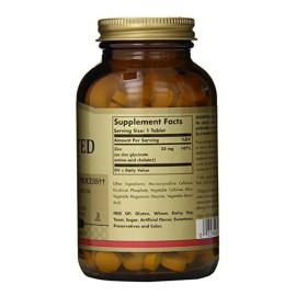 Solgar Chelated Zinc Quelatado 22mg 250tabs Sabor Neutro