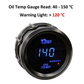 MOCNT Car Oil Temperature Display 2 Inch 52 mm Oil Temp Display Celsius Temperature Display Blue Light Digital Display Gauge Oil Temp Gauge Smoke Len Universal with Sensor