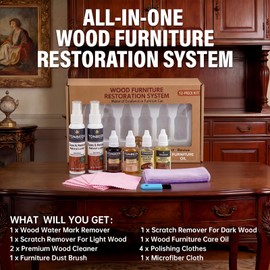 Wood Furniture & Floor Scratch Remover Repair Kit,12 PCS Professional Hardwood Furniture Cleaner Restore Care Set - Eraser Scratch, Covers Nicks, Scuffs & Dogs, Cats Scratches, Marks & Minor Defects