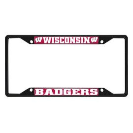 FANMATS 31292 Wisconsin Badgers Metal License Plate Frame Black Finish
