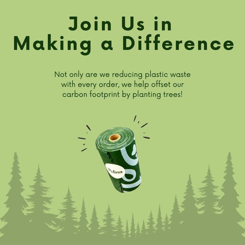 Petina 100% Compostable Dog Poop Bags, Plastic-Free & Microplastic-Free, Made